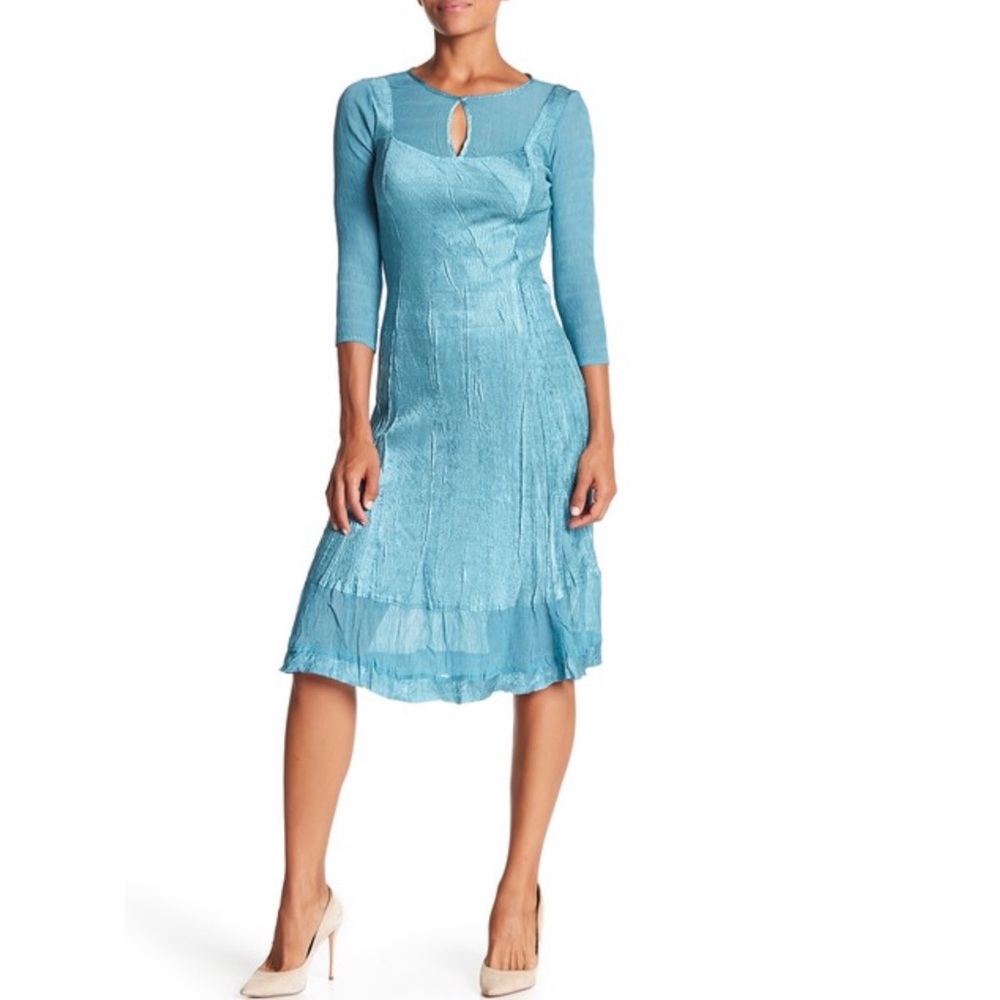 Komarov Aqua Keyhole Midi Dress